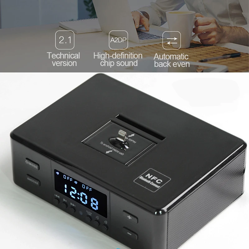 ALWUP NFC Bluetooth стерео динамик умное зарядное устройство док-станция с fm-радио двойной будильник пульт дистанционного управления ЖК-экран для телефона