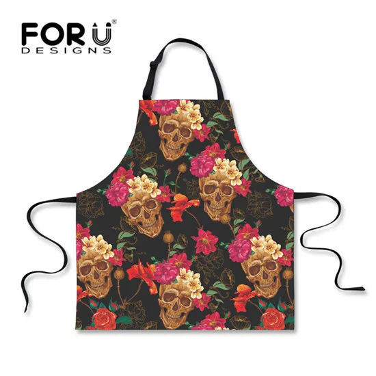 FORUDESIGNS/Новые Кухонные фартуки с черепом, фартук без рукавов для женщин, черный, для шеф-повара, для мужчин, для официанта, для барбекю, вечерние фартуки для взрослых - Цвет: Z1669R