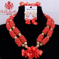 2017 party wedding dubai jewelry set red ball ball statement necklace set necklace bracelet earring bridal wedding jewelry set