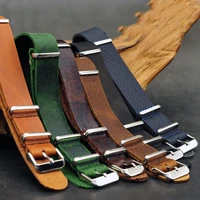 onthelevel nato strap 20mm 22mm gunuine leather 18mm 24mm watchband for military watch strap with three buckle e