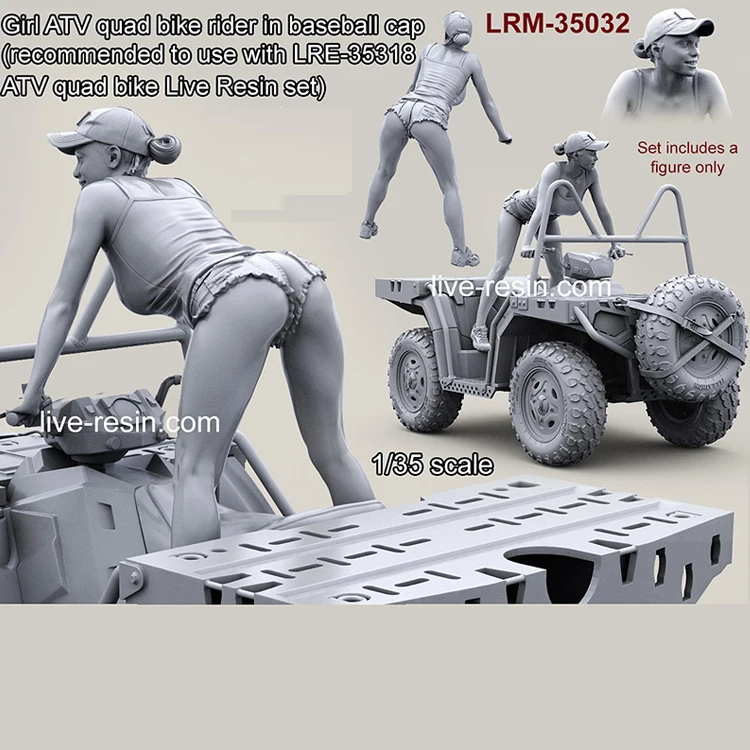 

1:35 ATV Locomotive Female Rider Resin Soldier Model with Baseball Cap 460