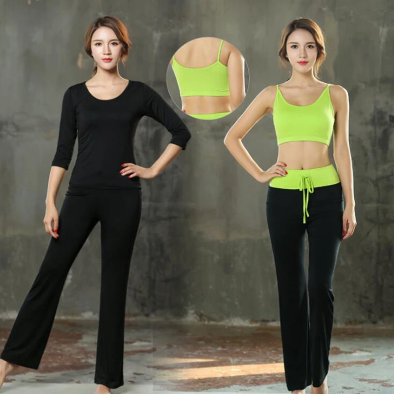 3 шт./комплект женские комплекты для йоги Модальная футболка + бюстгальтер пуш-ап