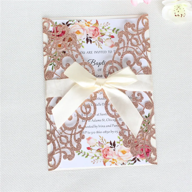 Блестящие свадебные приглашения для свадьбы элегантные Лазерные Украшения из