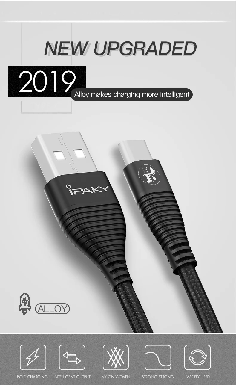 IPAKY usb type C кабель USB C кабель для мобильного телефона Синхронизация данных Быстрая зарядка type C кабель для huawei Xiaomi Redmi samsung LG