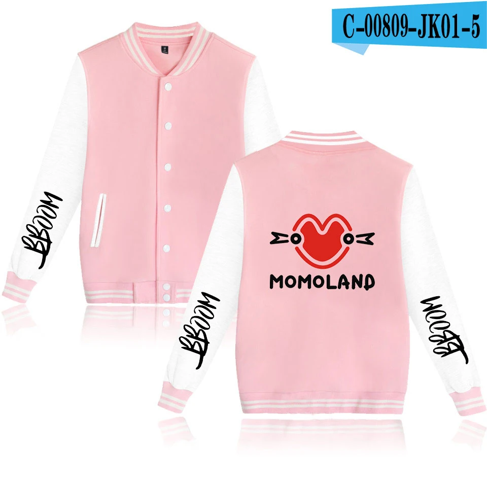 MOMOLAND хип хоп Kpops Повседневный принт Harajuku горячая Распродажа бейсбольная куртка с длинными рукавами женская одежда плюс размер 4XL - Цвет: pink