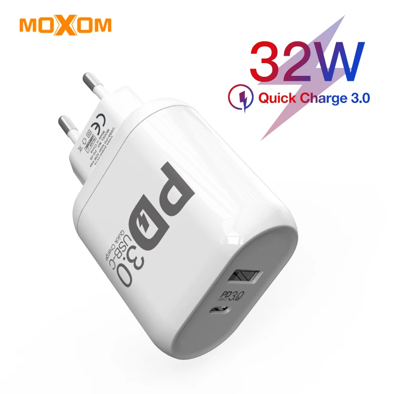 MOXOM 32 W быстрая зарядка 4 0 3 зарядное устройство для huawei 5A PD Быстрая iPhone samsung