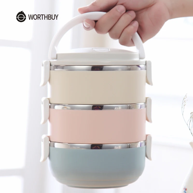WORTHBUY градиентный цвет японский Ланч бокс термальный для еды Bento коробка из