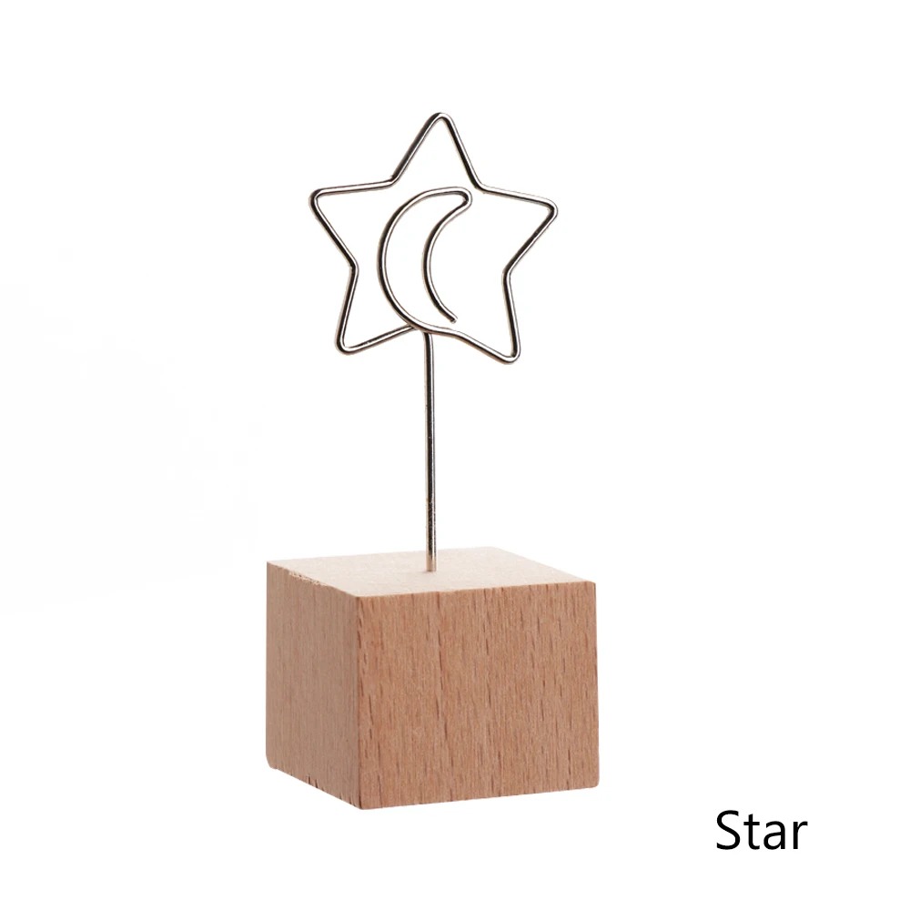 Square Star 12 типов креативных круглых/квадратных деревянных железных фото-клипсов Memo имя карты кулон мебель рамка для фотографий Примечание рамка Настольный держатель - Цвет: Square Star