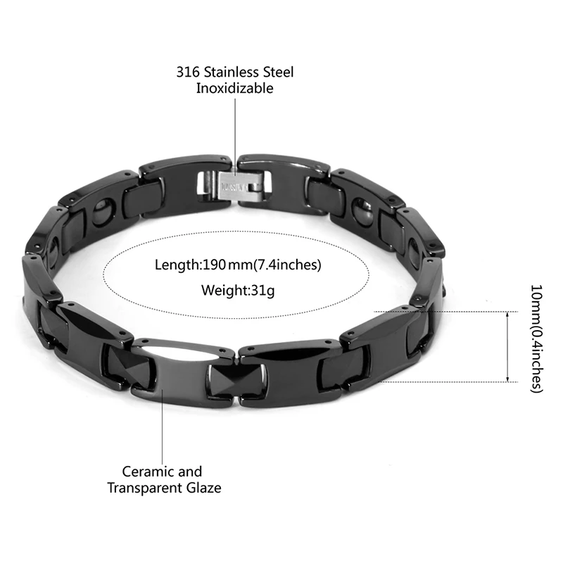 Модная черная керамика магнитный терапевтический браслет гематит