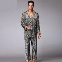 new luxury pajamas men paisley pattern sleepwear silk long sleeved satin mens pyjamas mens lounge pajamas set plus size 4xl
