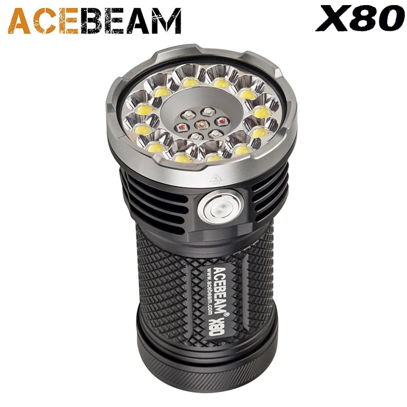 ACEBEAM X80 ручной фонарь 12 CREE XHP50.2 max 25000 люмен дальность луча прожектора 332 м факел +