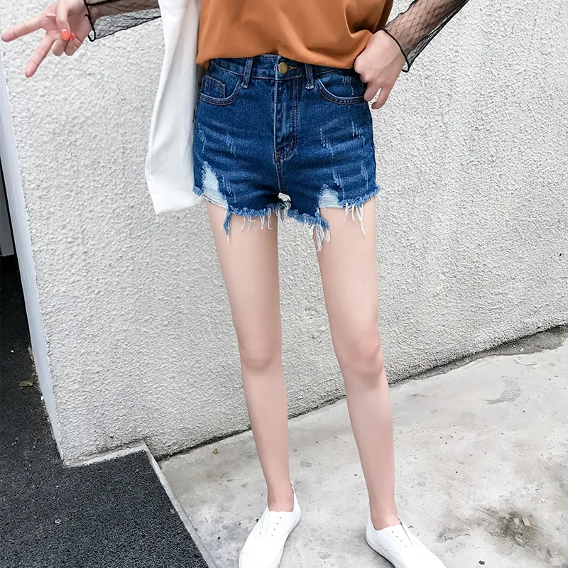 Summer Shorts Women Fashion Large size Denim New Female Zipper Button pocket hole Ripped Casual 2019 Slim-type | Женская одежда