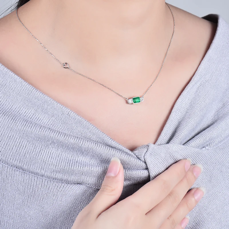 LOVERJEWELRY Новые однотонные 18Kt белого золота колумбийский изумруд ожерелье с