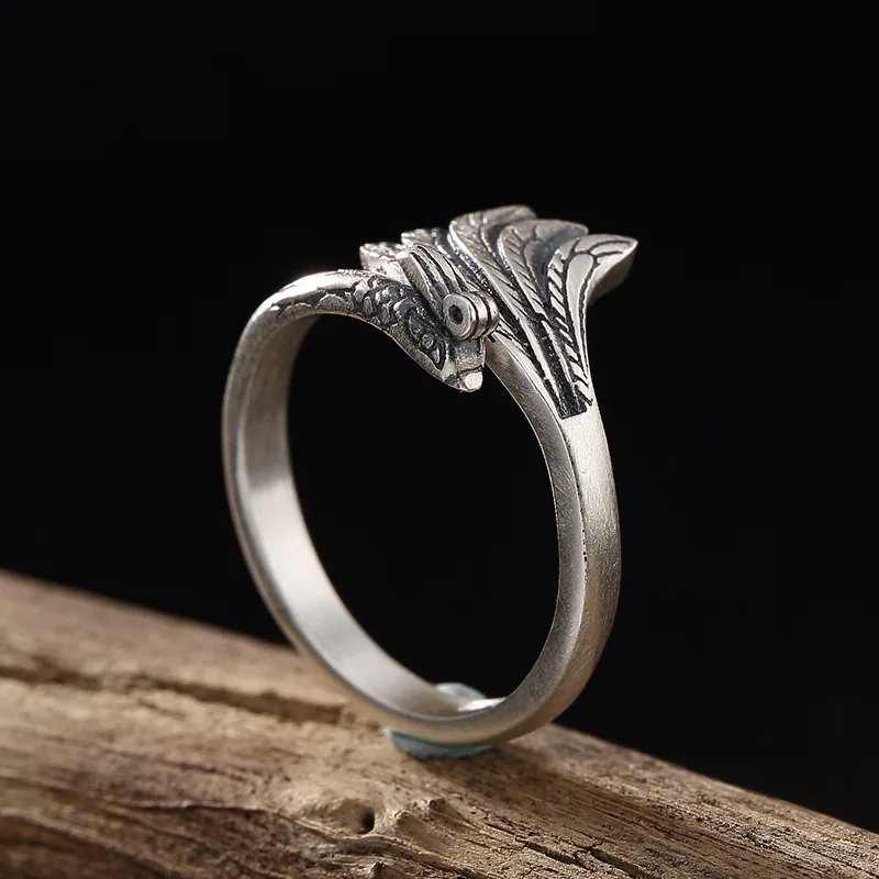 BALMORA 990 чистое серебро Феникс животное роскошные открытые кольца для женщин друг любовник кольцо Ретро мода ювелирные изделия Anillos JWR3040