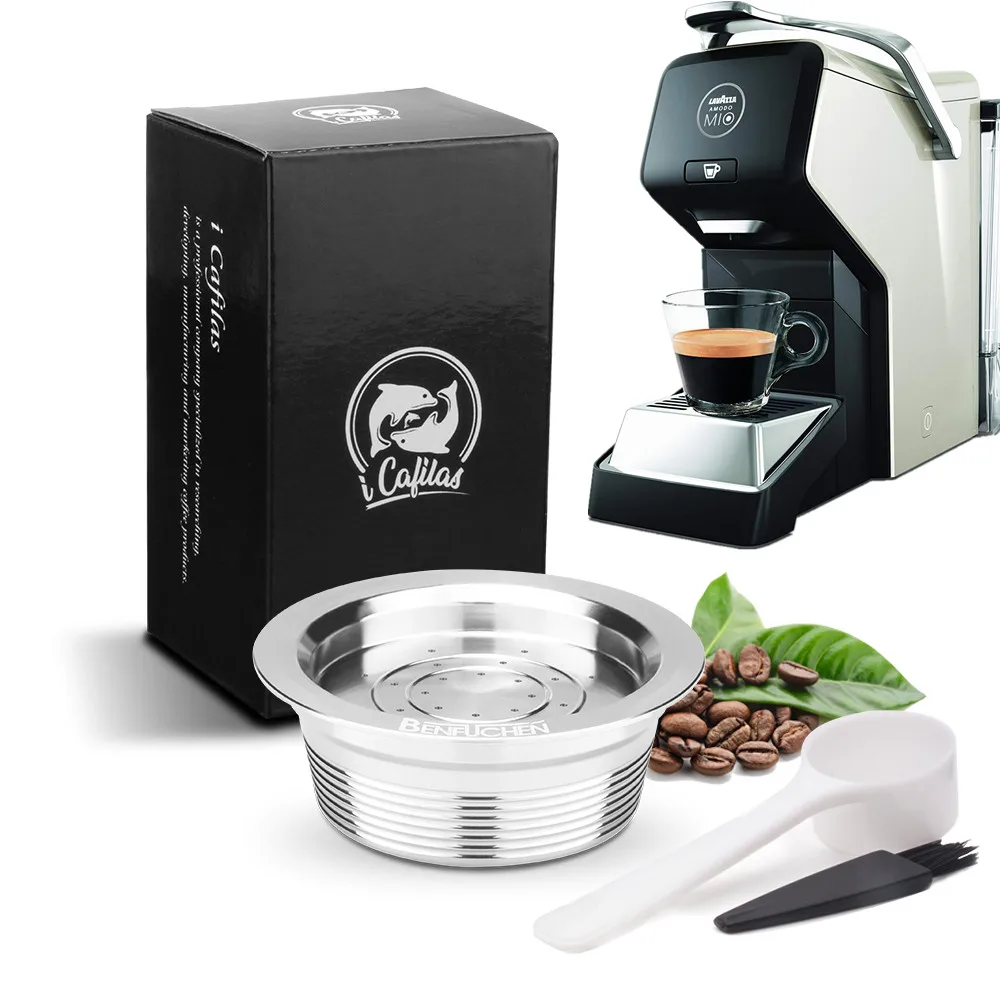 

Coffee Filters For Lavazz-a- A Modo Mio Machine Refillable Reusable Stainless Steel Coffee Capsule Pod Tamper Spoon