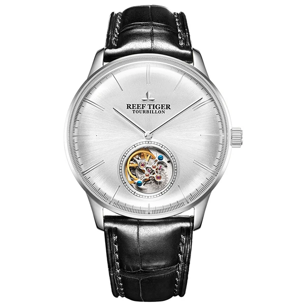 Риф Тигр/RT синий Tourbillon часы для мужчин автоматические механические часы из натуральной кожи ремешок relogio masculine RGA1930 - Цвет: RGA1930-YWB