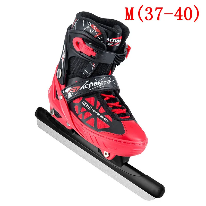 long blade M red Professional Ice обувь для Скейтборда для взрослых детей скорость конькобежный спорт обувь короткие/длинные трек лезвие нож Хоккей обувь - Цвет: long blade M red