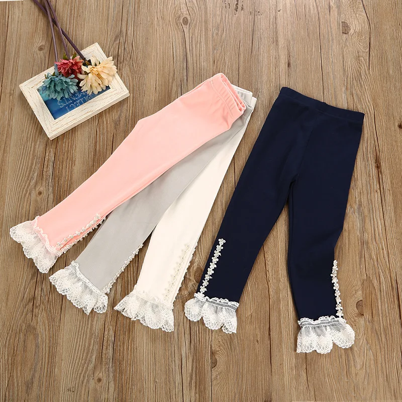 

Hot Sale Girls Leggings Children's Clothing Baby Kids Lace Pants Pearl Flower Skinny Toddler Leggings Pantalon for 3-7Y