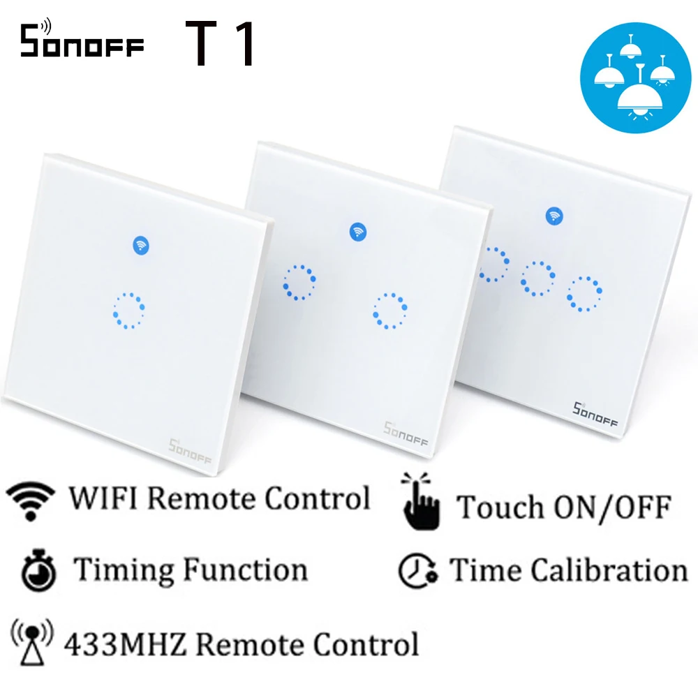 ITEAD Sonoff T1 ЕС Великобритания США Смарт Wi-Fi APP/Touch Управление настенный выключатель света 1/2/3 Gang 86 Тип стены сенсорный выключатель Умный дом
