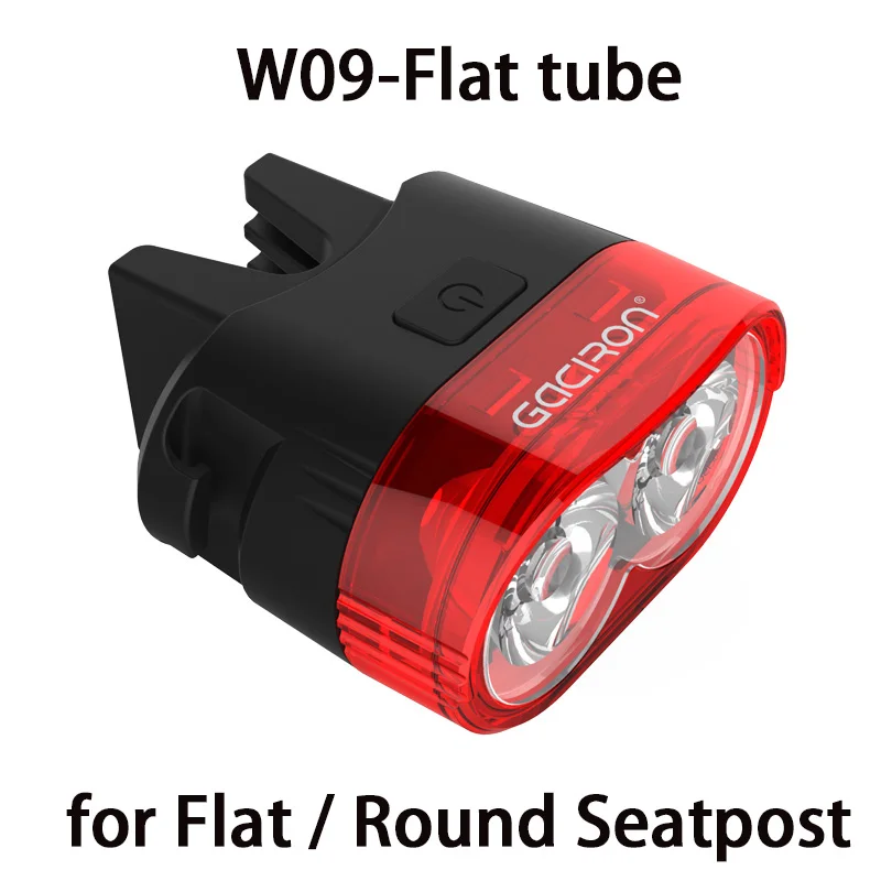 W09-for Flat tube GACIRON 60 люмен умный водонепроницаемый велосипед задний фонарь MTB дорожный велосипед задний свет USB перезаряжаемая Светодиодная лампа для плоского/круглого подседельный штырь - Цвет: W09-for Flat tube
