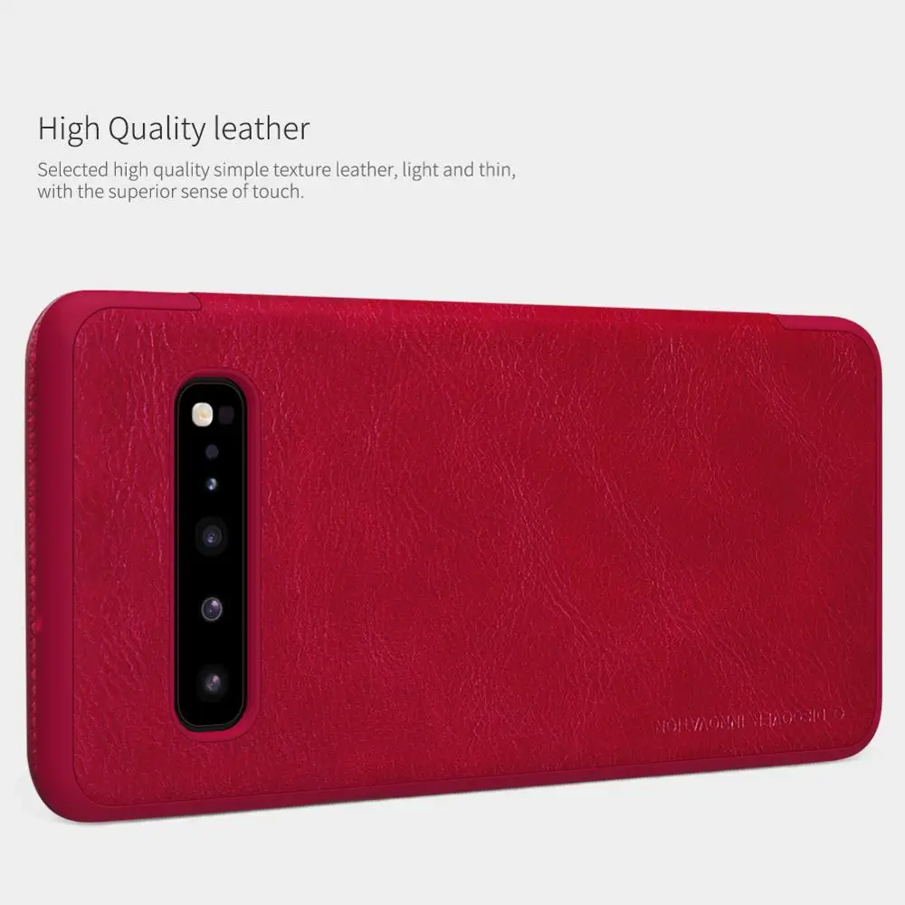 for samsung galaxy s10 5g phone case nillkin vintage qin flip cover pu leather case pc plastic back case for galaxy s10 5g free global shipping