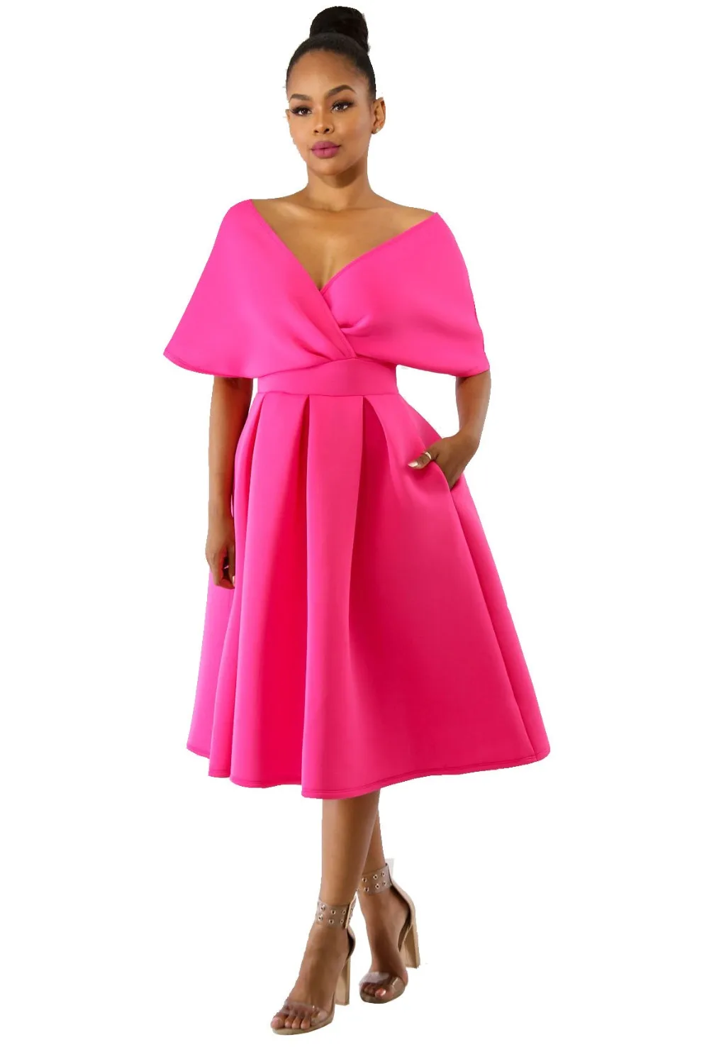 Женское однотонное короткое платье с v образным вырезом хит продаж элегантное