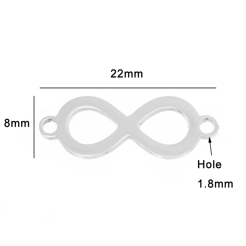 Risul Infinity Shape 8 letter Small Charm 2 ear loops pendant for Bracelet Necklace Diy jewelry make S.steel wholesale 50pcs | Украшения и