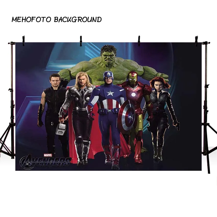 Мультфильм Фильм Мстители Marvel тема День Рождения фото фон Детские вечерние фон для фотографии для фотостудии