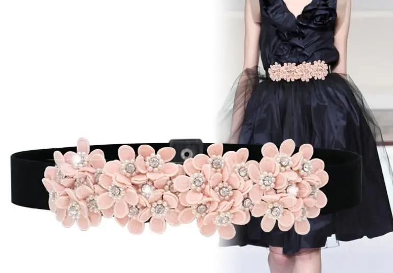 Fantastic Style Rhinestones Pearls Belt For Party Evening Dress Trendy Luxury Women Elastic Stretch Cummerbunds | Аксессуары для