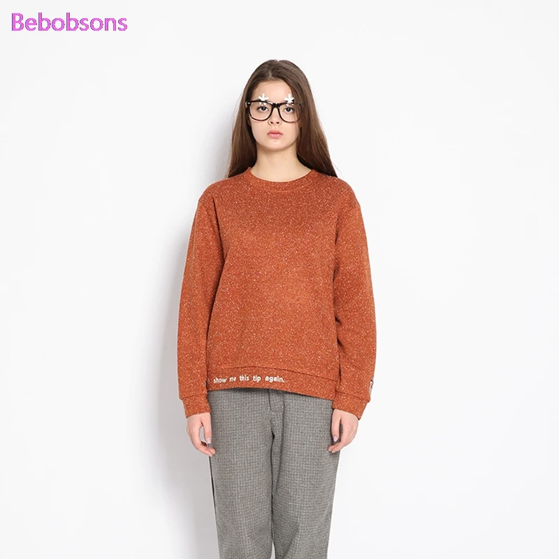 

Women Fashion Pullover Sweatshirts 2017 New Arrival Letters Embroidery Loose Knitted Sweatshirt Long Sleeve Autumn Tops Hoodies