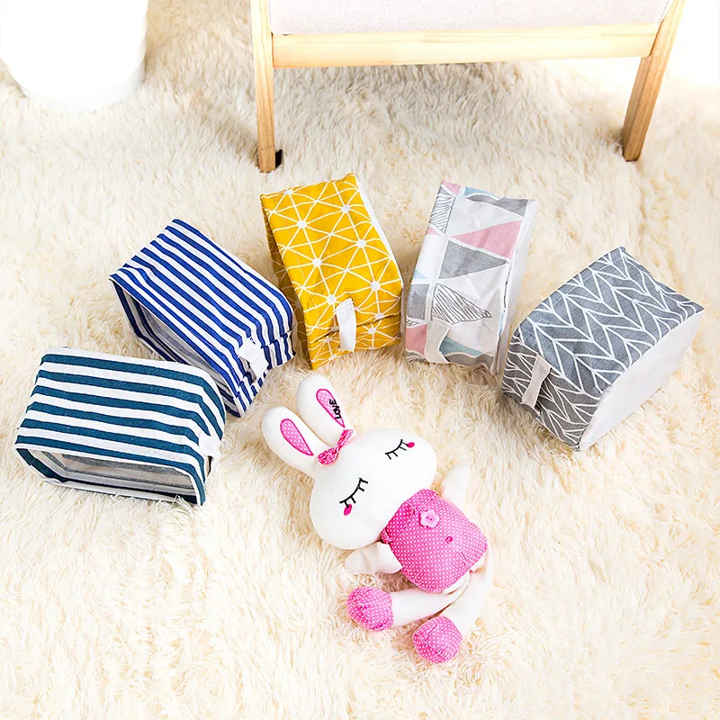 Милый льняной домашний ящик для хранения настольный органайзер офисный складной