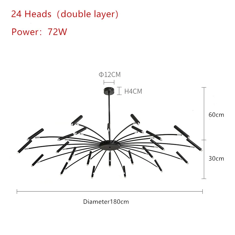E-24 Heads-Dia 180cm Дизайнерский художественный светодиодный светильник для гостиной, спальни, ресторана, светодиодный подвесной светильник, светильник для фойе, подвесной светильник для дома - Цвет абажура: E-24 Heads-Dia 180cm