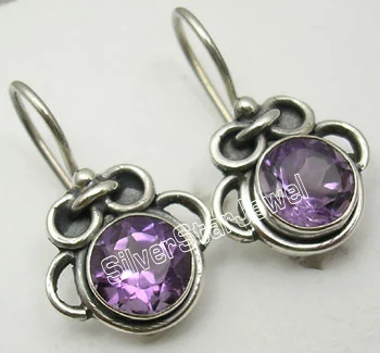 AMETHYST Chanti Международный твердый Серебряный Синий огненный Лабрадорит Античный стиль Искусство Серьги 7/8 дюймов - Окраска металла: AMETHYST