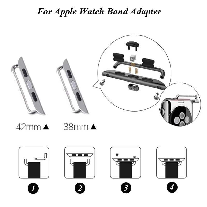 42 мм, 38 мм, версия разъем адаптера для apple watch band 44 мм 40 мм 2 шт. Нержавеющая сталь в адаптированном металлическом инструмент для наручных часов iWatch, 4/3/2 аксессуары