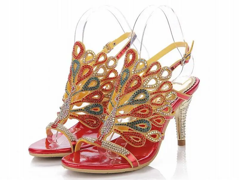 Женские сандалии на высоком каблуке с открытым носком и пряжкой большие размеры