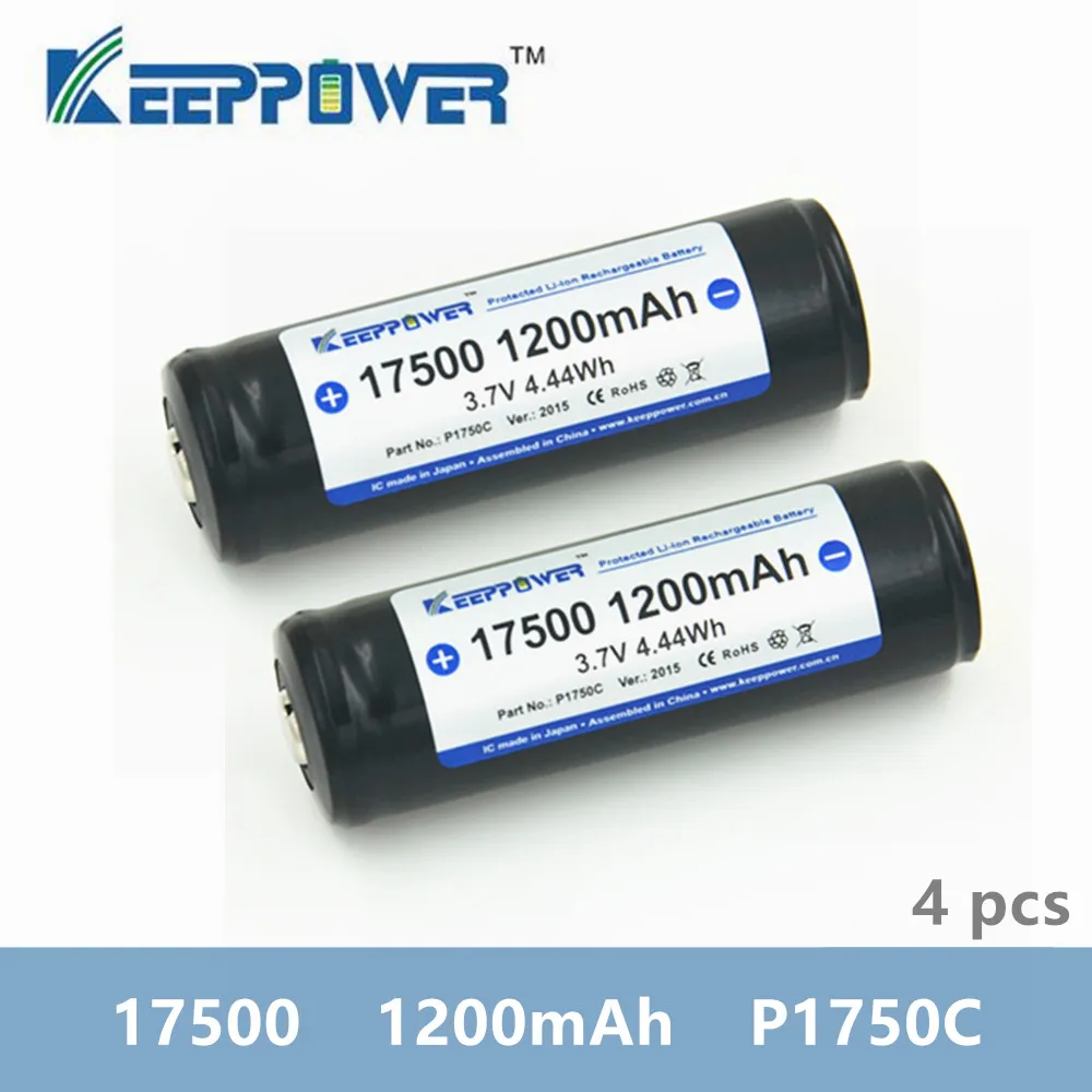 4 шт. Keeppower 17500 1200 мАч 3 7 в P1750C Втч защищенная перезаряжаемая литиевая батарея литий