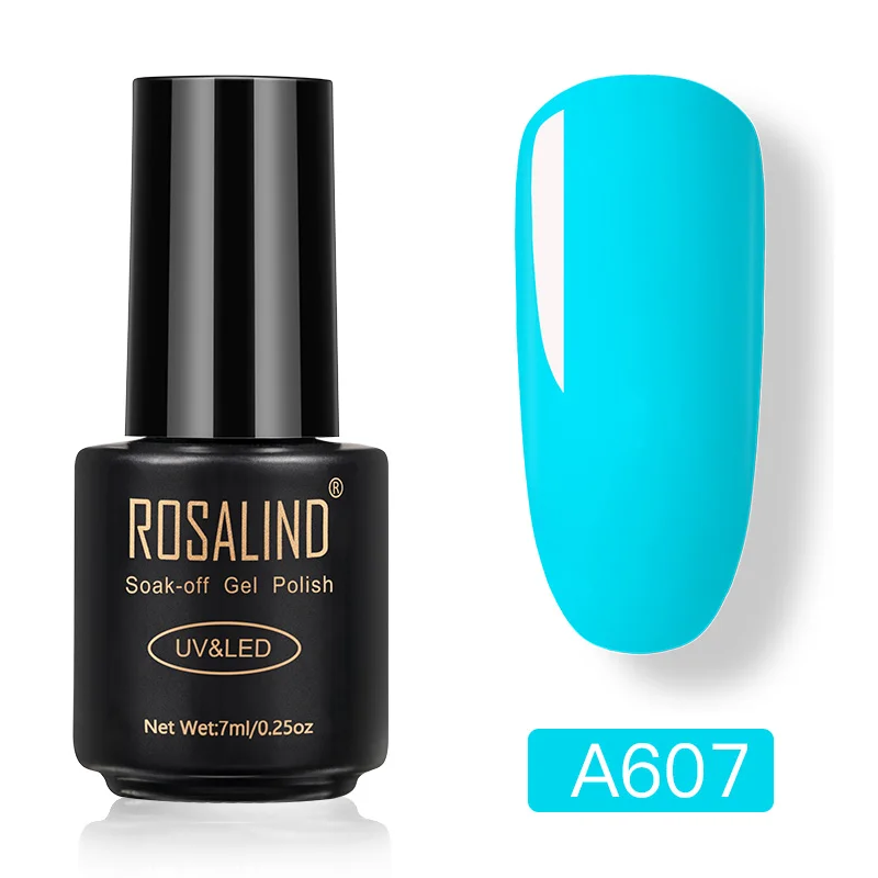 RAA607 Набор неоновых лаков для ногтей ROSALIND, полуперманентный УФ-праймер, базовое верхнее покрытие, Гибридный Гель-лак для ногтей, Гель-лак для маникюра - Цвет: RAA607