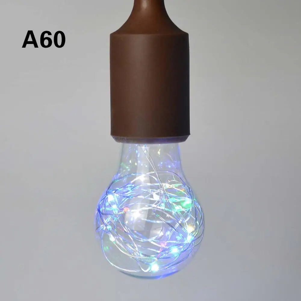 Новинка праздничных световых Ретро светодиодный Лампа накаливания Эдисона E27 110 V 220 Фея RGB строка Медный провод Рождественские Свадебные декоративные настольные лампы - Испускаемый цвет: A60 RGB