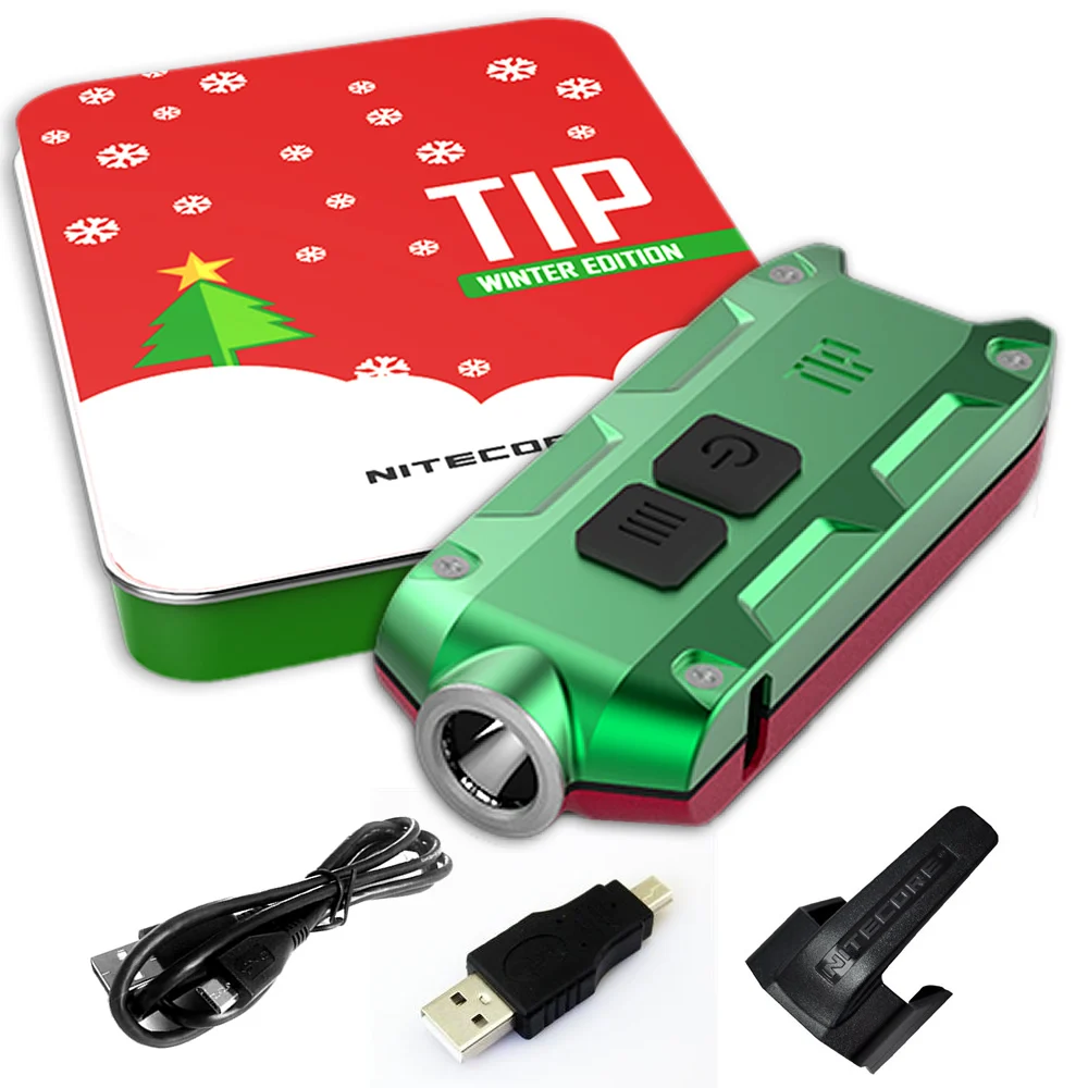 TOPSALE NITECORE TIP праздничный подарок металлическая аккумуляторная батарея Кнопка ECD фонарик многоцелевой зажим USB кабель поздравительная открытка