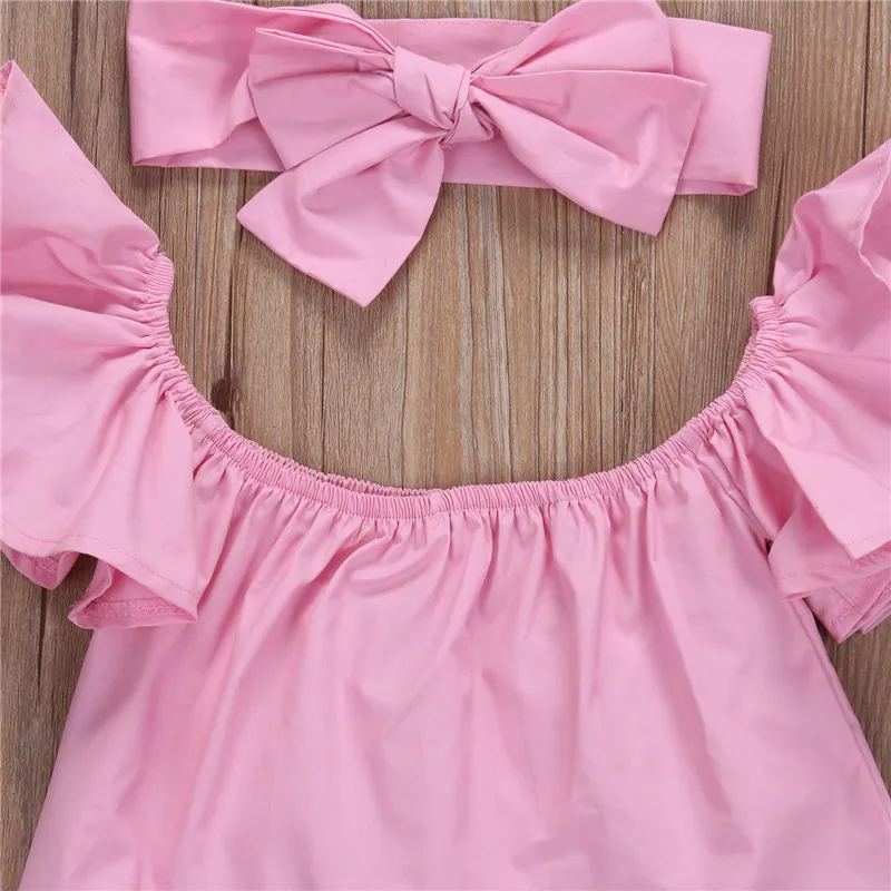 Детский хлопковый комплект из 2 предметов однотонный пуловер с открытыми плечами