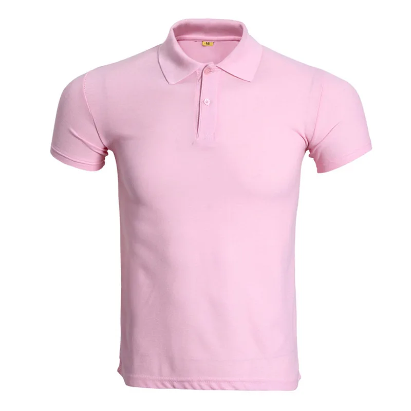 pink Модная розовая Мужская рубашка поло с коротким рукавом, лето, новинка, однотонная, для работы, поло, Homme, облегающая, дышащая, дешевая, поло Para Hombre - Цвет: pink