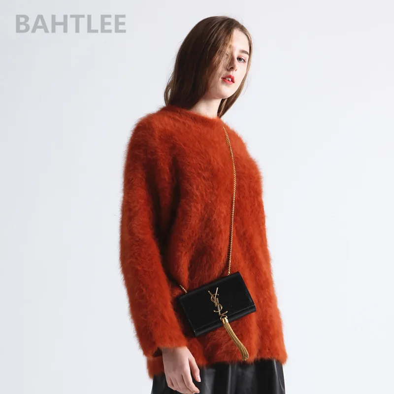 BAHTLEE осенне-зимние женские пуловеры из ангоры свитер с О-образным вырезом
