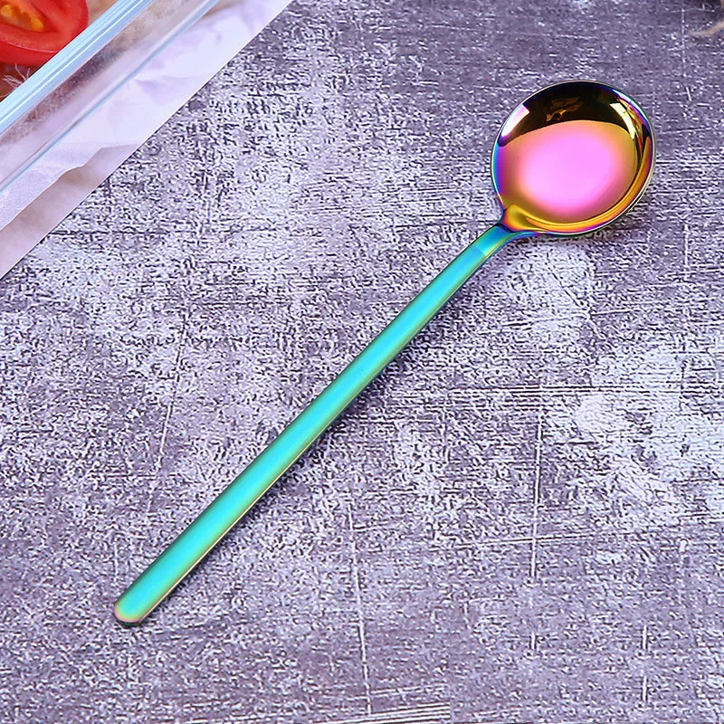Colorful 304 кофейные ложки из нержавеющей стали, красивые чайные ложки, десертные золотисто-черные кофейные ложки, красочные ледяные ложки, кухонные принадлежности - Цвет: Colorful
