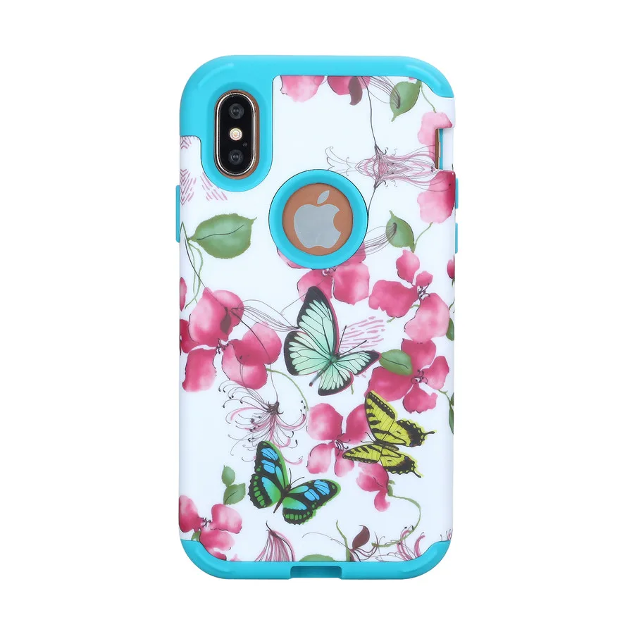 Классический Ретро Бабочка Цветы Силикон + PC телефон задняя крышка чехол для Apple