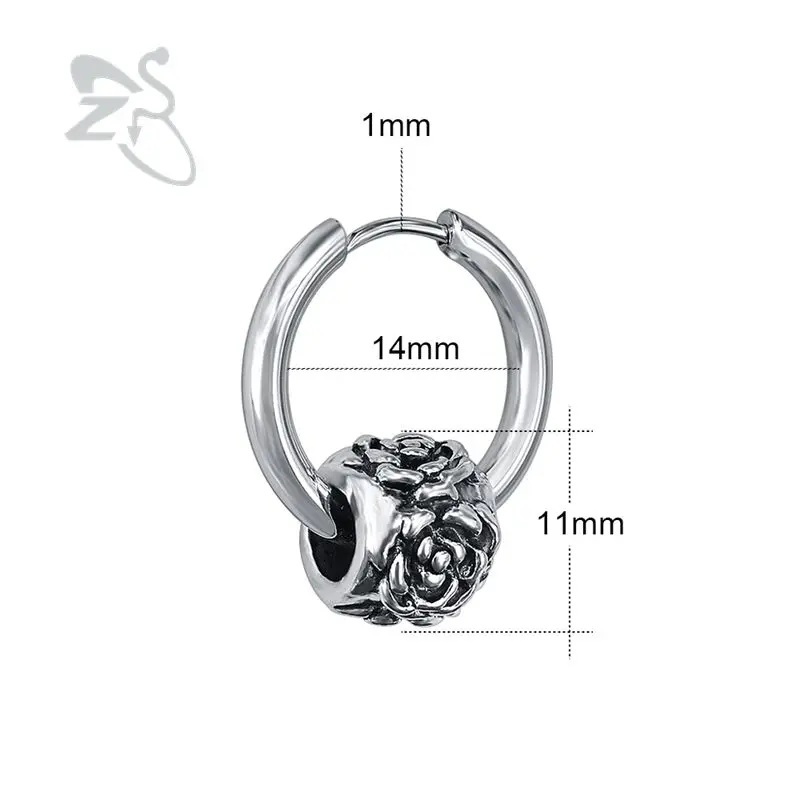 flower ZS круглые мужские серьги-кольца, маленькие серьги-кольца из нержавеющей стали, серьги в форме сердца, ювелирные изделия, круглые серьги в стиле панк Aros mujer, oreja - Окраска металла: flower