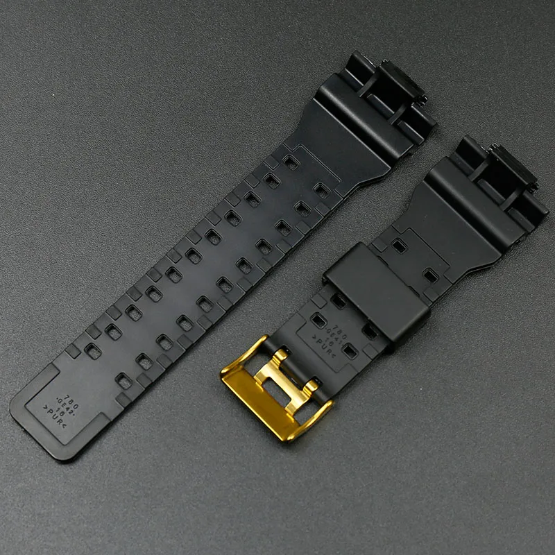 Resin black gold strap for Casio g-shock ga-100 ga-110ga-120 ga-200 ga-300 ga-400 gd-100 gd110 gd-120 gls-100 glossy | Наручные часы