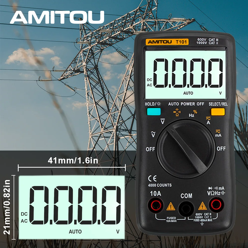 AMITOU 4 цвета T101 яркий ЖК цифровой мультиметр преобразования