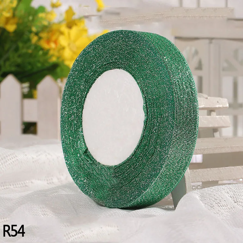 R54 25 ярдов 22 м 1 ''ручной работы Серебристые Металлические блестящие ленты для рукоделия швейная ткань для рождественской вечеринки свадебные принадлежности подарочная упаковка - Цвет: R54