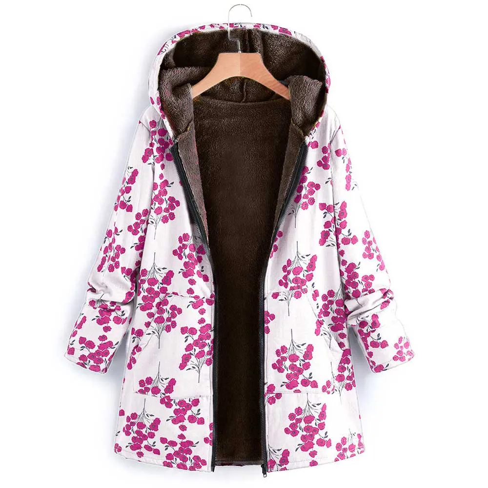 Plus Size 5XL Winter Jacket Long Coat Women Fashion Ukraine Floral Print Hooded Woman Velvet Jackets Parka Womens Outwear Coats | Женская