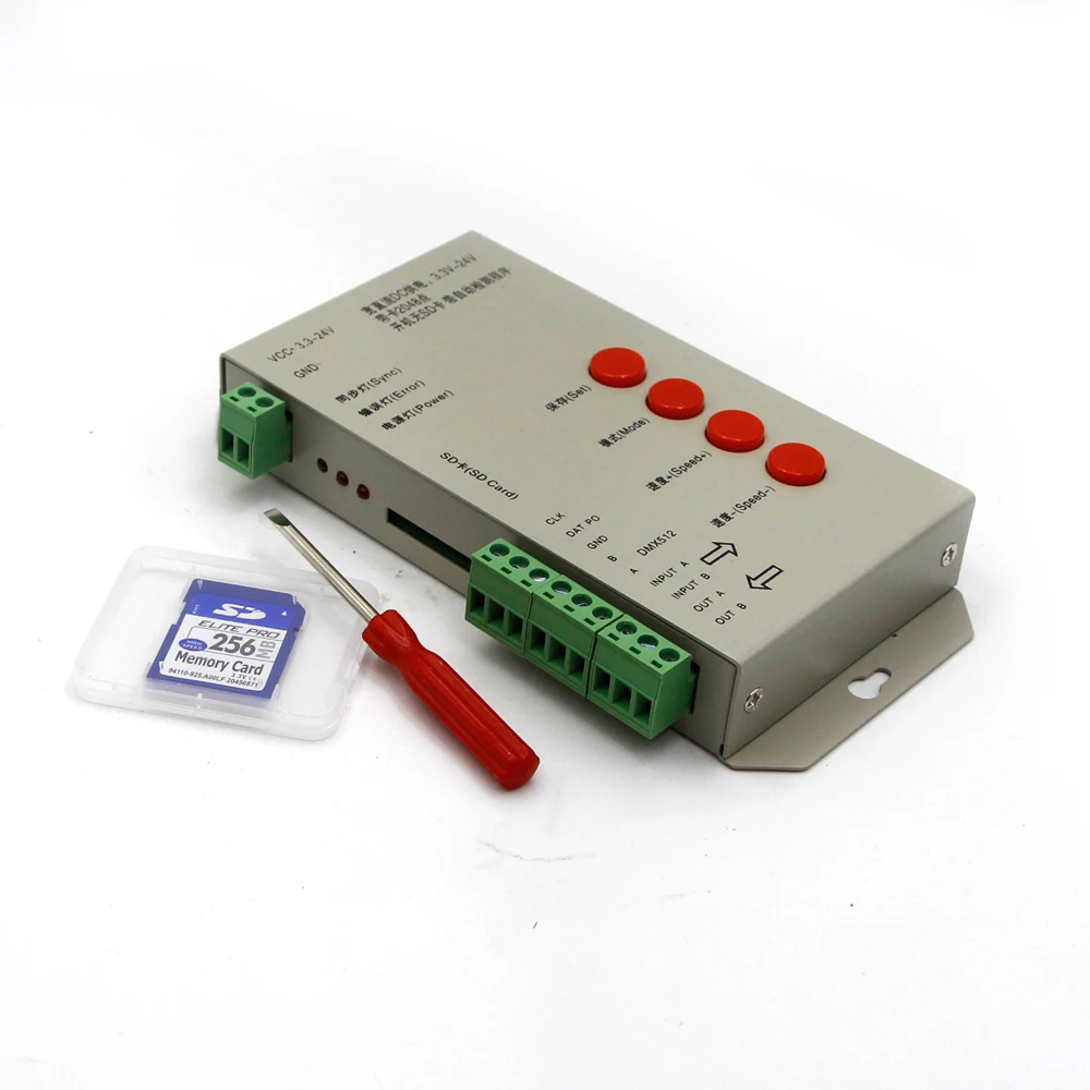 LED T1000S 256 sd карты пикселей RGB полноцветный контроллер Диммер для WS2812B DMX512 ws2811 WS2801